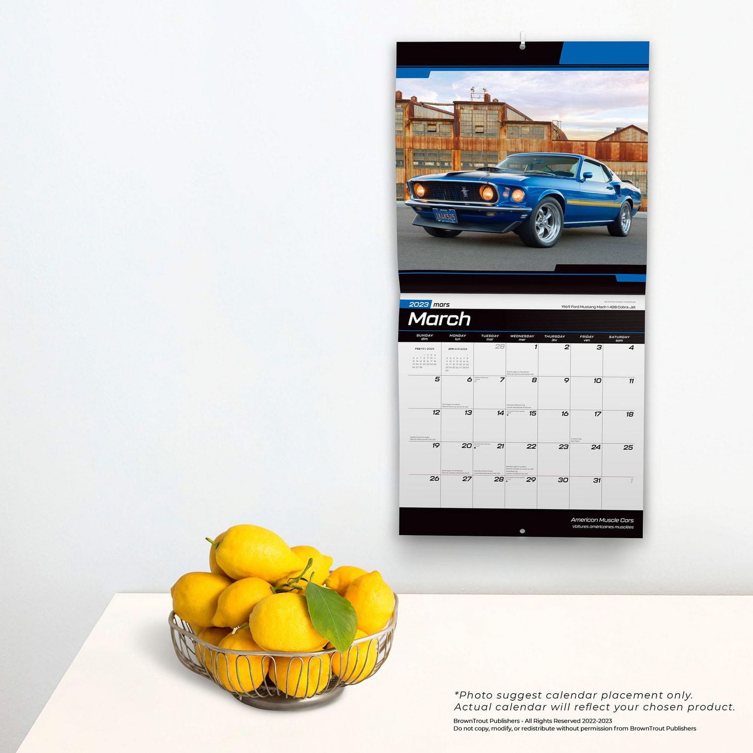 American Muscle Cars OFFICIAL 2023 12x24 Inch Square Wall Calendar