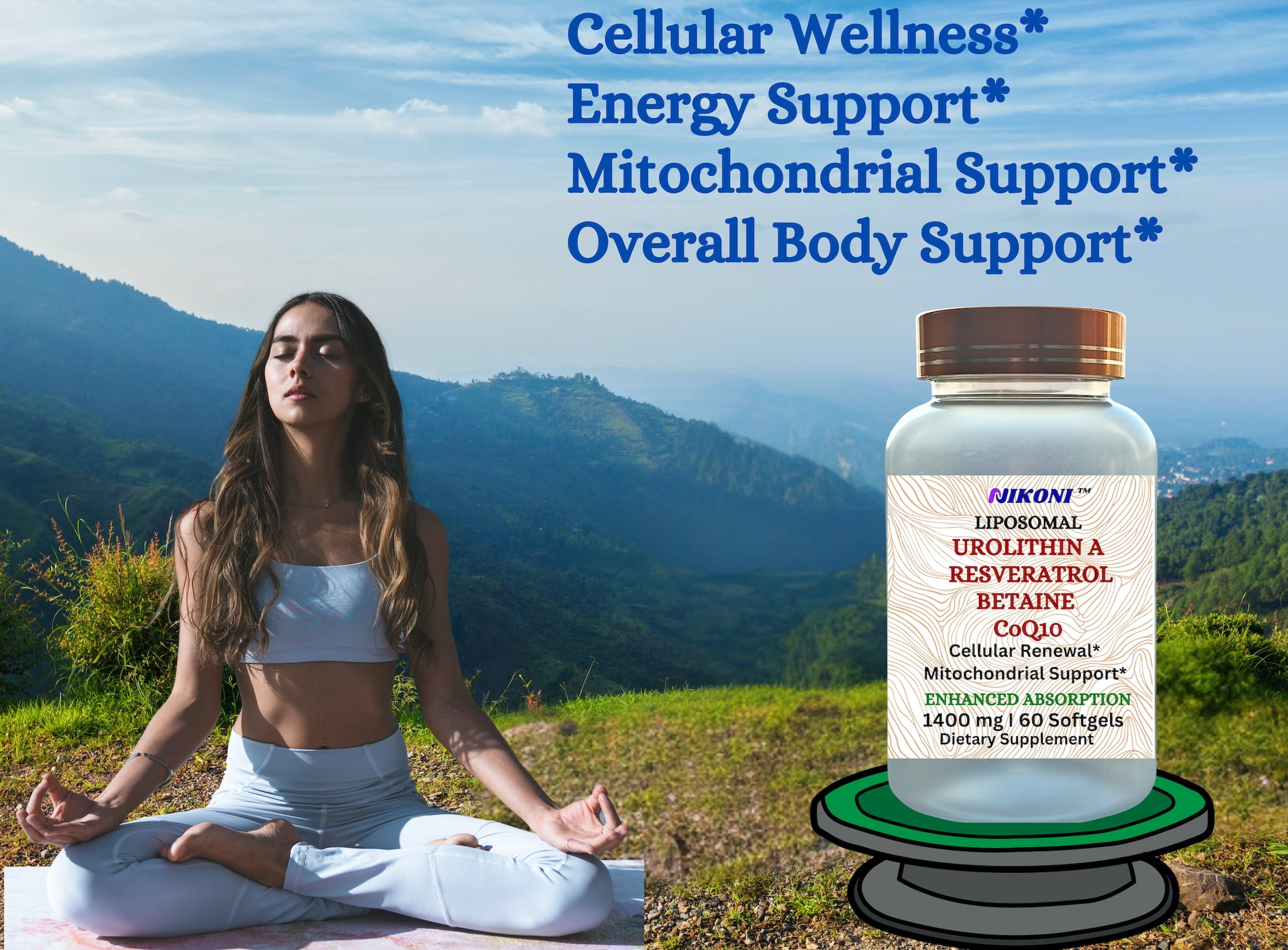 Nikoni Liposomal Urolithin-A Dietary Supplement Maximum Metabolism Healthy Aging Wellness 120 Softgels