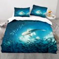 thumbnail image 2 of Juego de ropa de cama de funda nórdica de poliéster con estampado de tiburón: Suave y cómodo para el dormitorio, 2 of 7