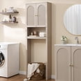 thumbnail image 6 of Aitjunz Over the Toilet Storage Cabinet, Modern Bathroom Organizer with 2 Fluted Doors, Adjustable Shelf and Open Storage Shelf, Freestanding Space Saver Cabinet for Small Bathroom, 6 of 7