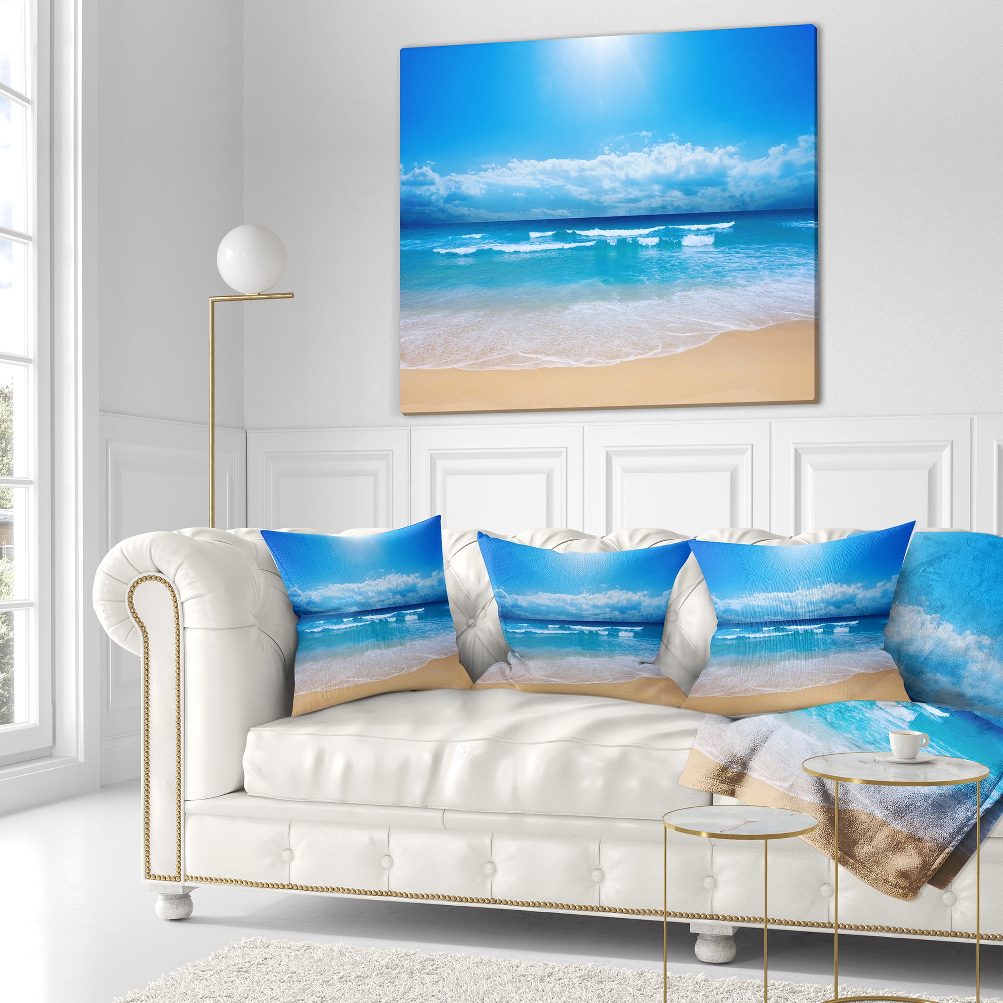 Designart Paradise Beach - Seascape Photography Throw Pillow - 18x18