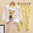 thumbnail image 2 of NOLDARES Toddler Baby Boy Clothes Long Sleeve Sweatshirt Top Pants Set Infant Fall Winter Outfits(M255-Yellow), 2 of 5