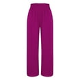 thumbnail image 3 of Pink Women's Casual Pants, Women Linen Palazzo Pants Wide Leg High Waist Summer Casual Boho Trousers Travel Vacation Outfits,Women's Casual Pants 3XL, 3 of 4