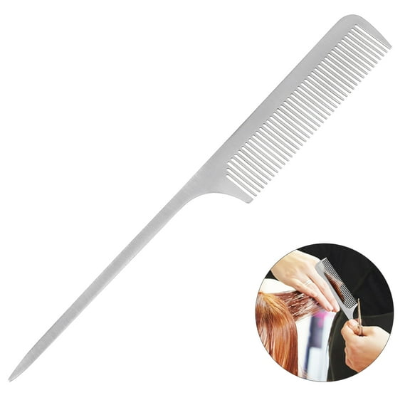 Supvox Metal Barber Combs - Stainless Steel Fine Tooth Comb Rat Pin Tail Hair Comb Professional Cutting Hair Comb Hairdressing Comb For Women Men Salon Hair Cutting Tool