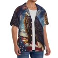thumbnail image 2 of Yiaed Night Sky Bald Eagle Print Mens Casual Wrinkle Free Shirts Short Sleeve Button Down Summer Stretch Dress Shirt-Small, 2 of 5
