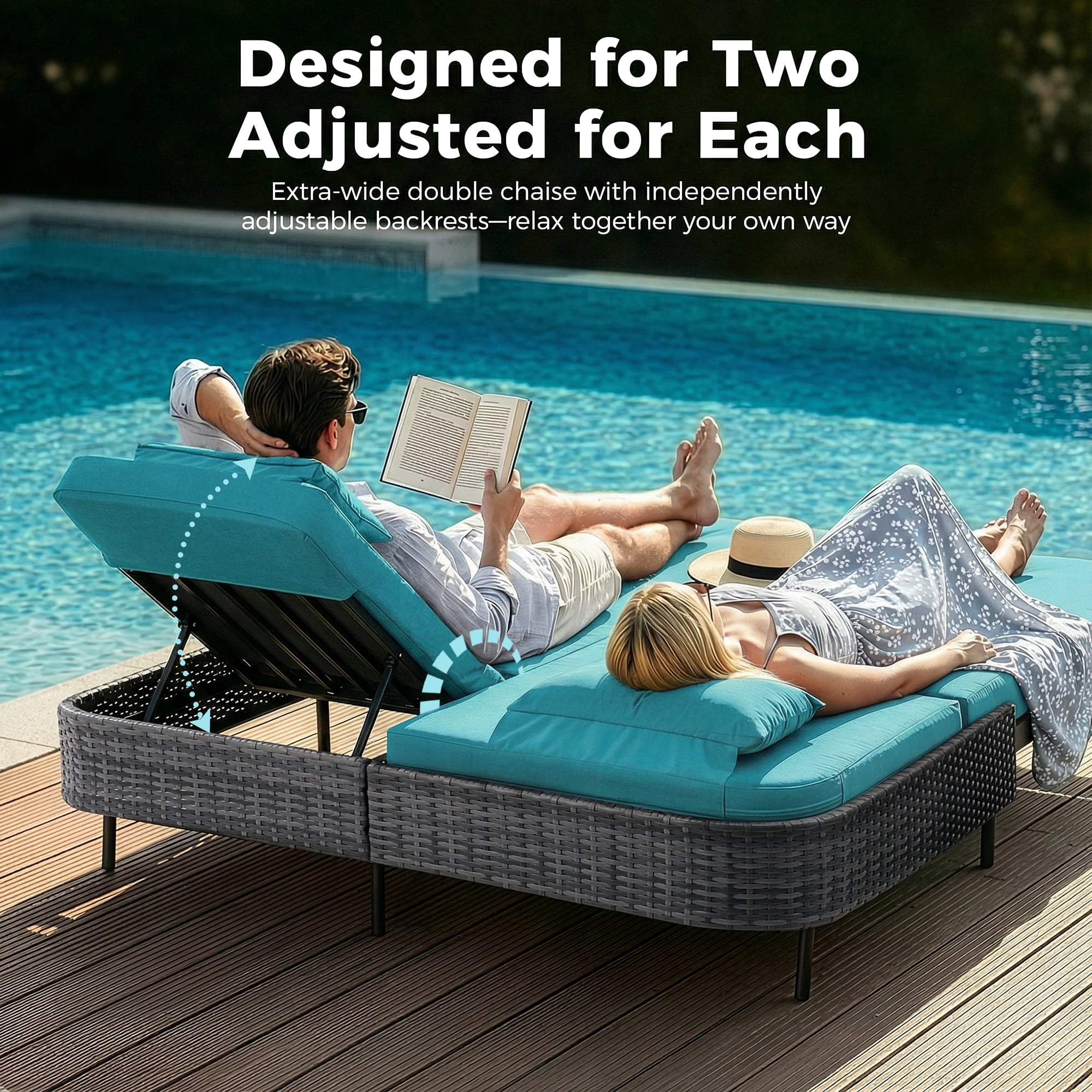 RADIATA 10-Piece Patio Furniture Set with Fire Pit Table, Outdoor Sectional with 43" 60000 BTU Firepit Table, Double Chaise Lounge, High Back Wicker Outdoor Sectional with Fire Pit Set,Green