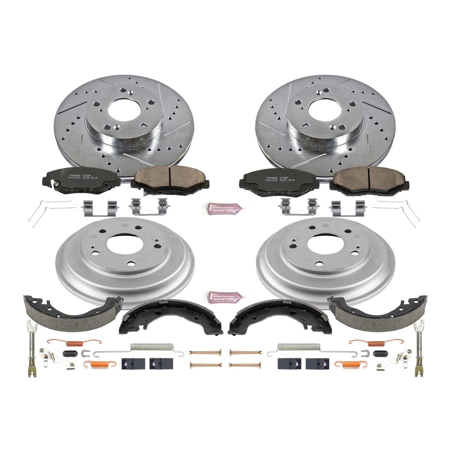 PowerStop Front and Rear Z23 Evolution Sport Brake Pad Rotor Drum and Shoe Kit Fits: HONDA Select Models K15243DK