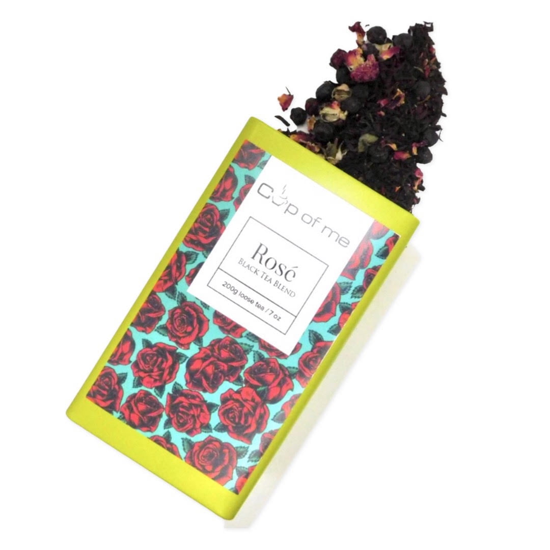 Cups of Me Rose Black Tea, Loose Leaf Herbal Tea, Caffeinated Tea with Hibiscus, Blueberry, 2.85 oz