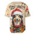 thumbnail image 2 of Merry Christmas Santa Shetland Sheepdog Scarf Twinkling Lights Xmas Holiday All Over Print 3D Baseball Shirt Sheltie Dog Lover Gifts Softball Sport - 00022, 2 of 6