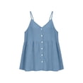 thumbnail image 5 of Lumistal Women's Sleeveless Linen Tank Top V Neck Button Down Shirt Casual Blouse for Women Trendy Loose Fit Summer Beach Vacation Tops Daily Wear Light Blue XL, 5 of 6