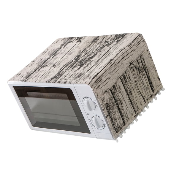 Microwave Oven Cover with Pocket Design for Dust Protection and Decoration Grey Cotton 30x90cm