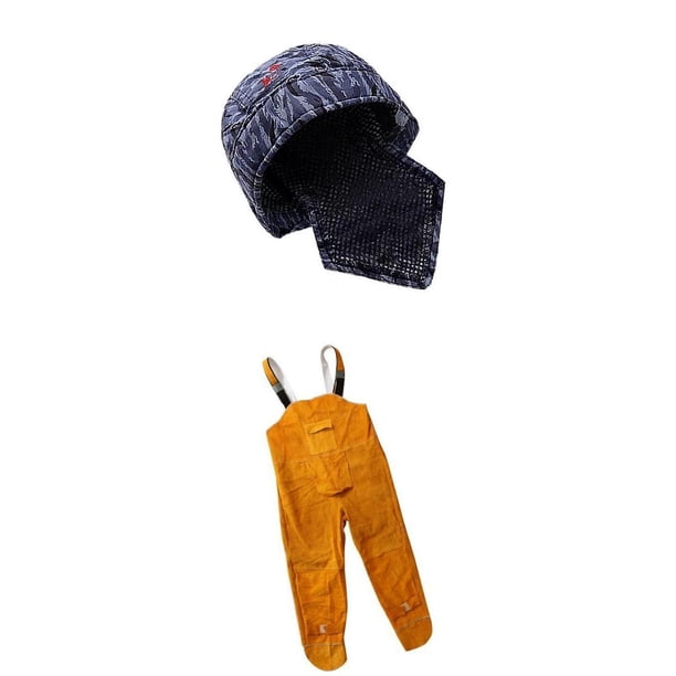 Overoles para Soldar Sombreros para Hombres, Casquillos para Soldar en Cuero de Vaca, Trajes para Soldar en el Trabajo, Chaqueta de Soldadura de Cuero, Trajes de Soldadura para Protección
