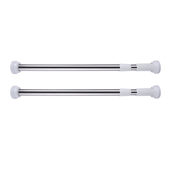 2Set Stainless Steel Curtain Rod for Home Use Easy Installation Telescopic Retractable Punch Free