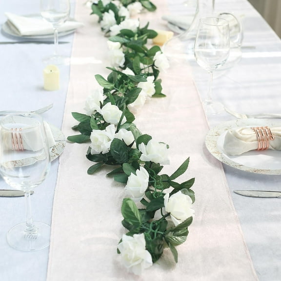 Efavormart 6 FT Long 3D Rose Chain Garland for Wedding Arrangements Party Baby Shower Decorations Supply - Cream