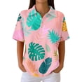 thumbnail image 2 of Women's Golf Polo Shirts Collared V Neck Short Sleeve Plus Size Casual Henley Waffle Knit Button-Up Top, 2 of 5