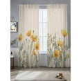 thumbnail image 5 of Sheer Curtains 108 Inches Long, Yellow Spring Floral Light Filtering Window Curtains for Living Room, Watercolor Farmhouse Botanical Rod Pocket Voile Sheer Curtain Drapes, 52"W x 108"L, 2 Panels, 5 of 8