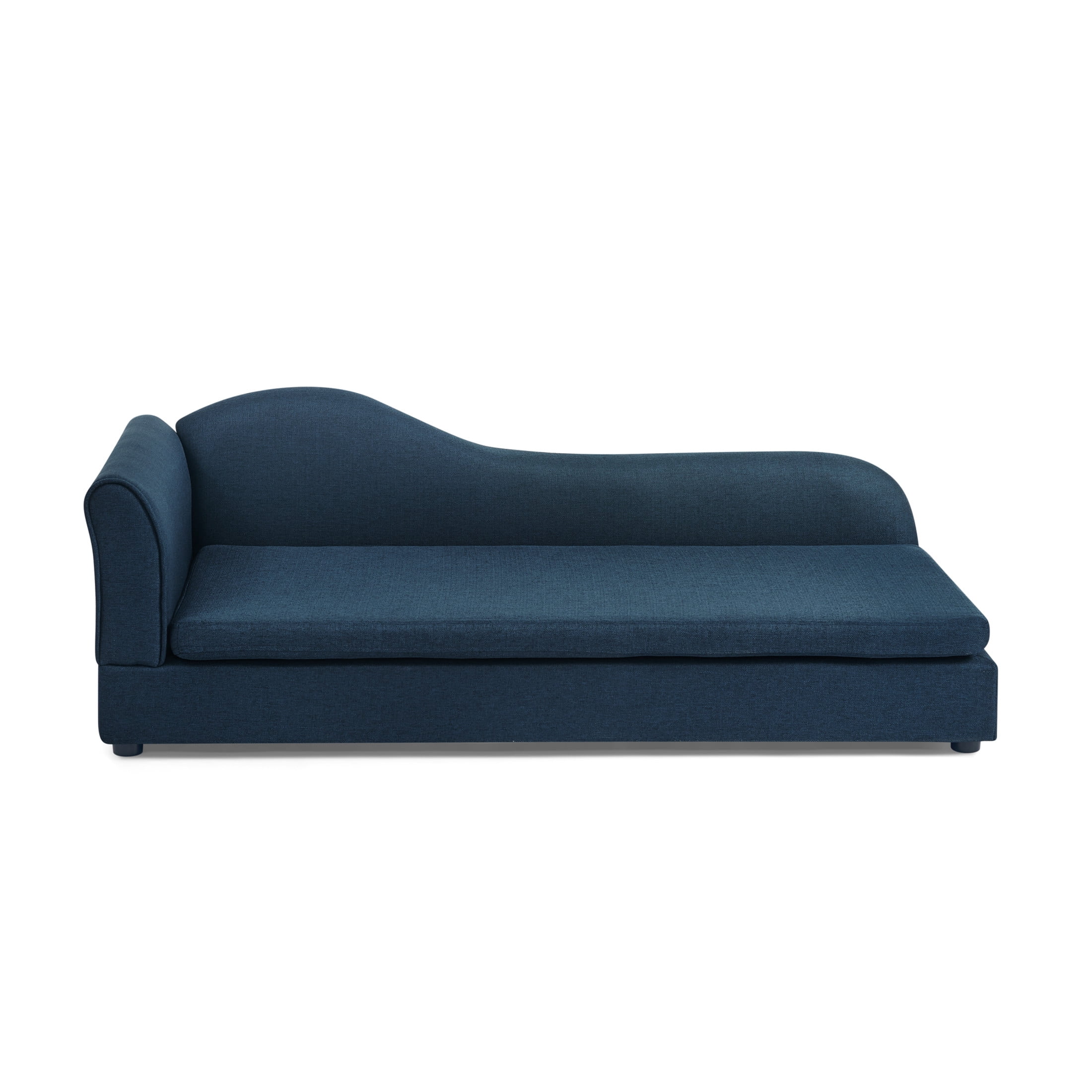 Noble House 55" Linen Upholstered Oversized Pet Sofa, Irregular Wave Backrest Dog Bed with Single Armrest, Dark Blue