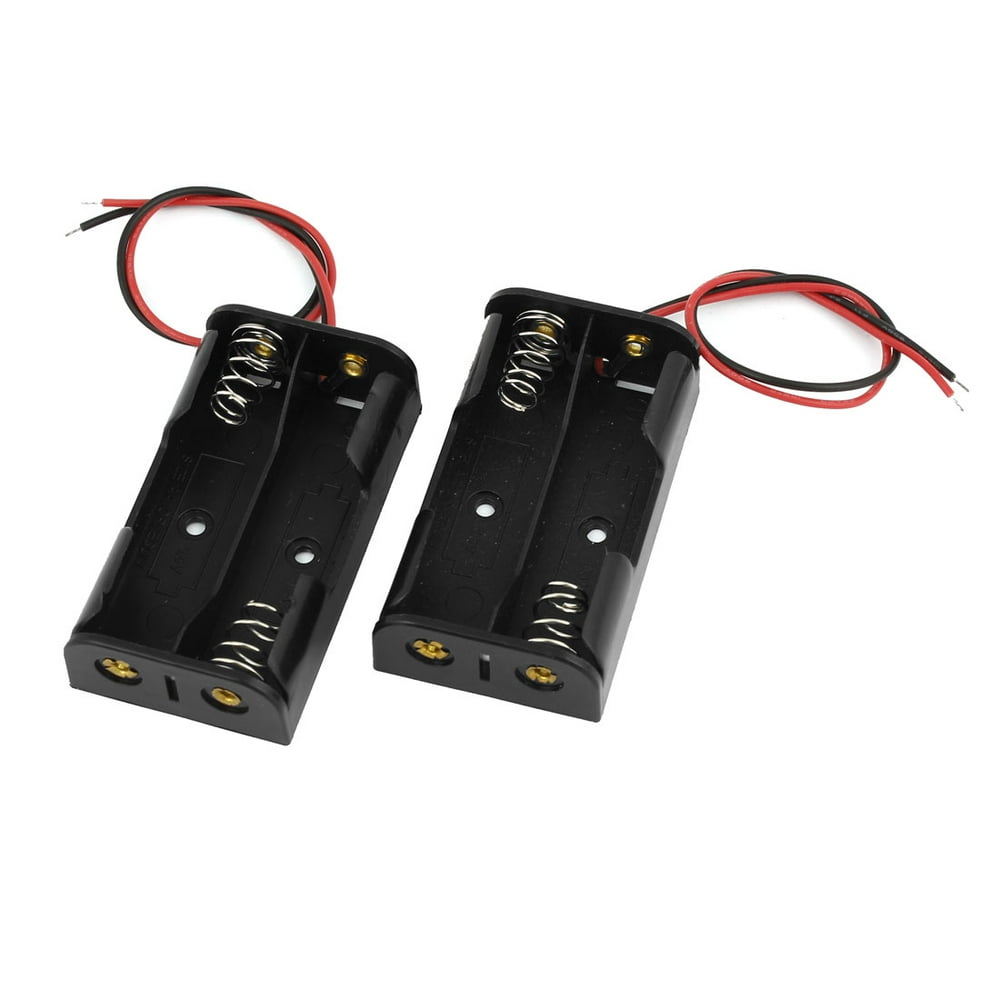 6.3 Wire Leads Black 2 x 1.5V AA Battery Batteries Holder Case 2pcs