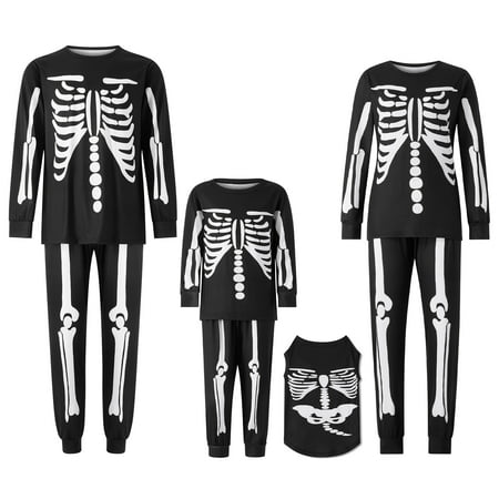 

Matching Family Pajamas Sets Holiday Halloween PJS Skeleton Print Family Jammies Cotton Sleepwear