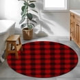 thumbnail image 4 of Christmas Farmhouse Washable Round Area Rug 3 ft, Classical Red Black Buffalo Plaid, Soft Non Slip Rugs Stain Repellent Indoor Felt Carpet for Living Dining Room Bedroom Home Office, 4 of 9