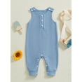 thumbnail image 4 of Gupgi Infant Boy Girl Jumpsuits Newborn Sleeveless Round Neck Button Front Loose Rompers Baby Playsuits, 4 of 9