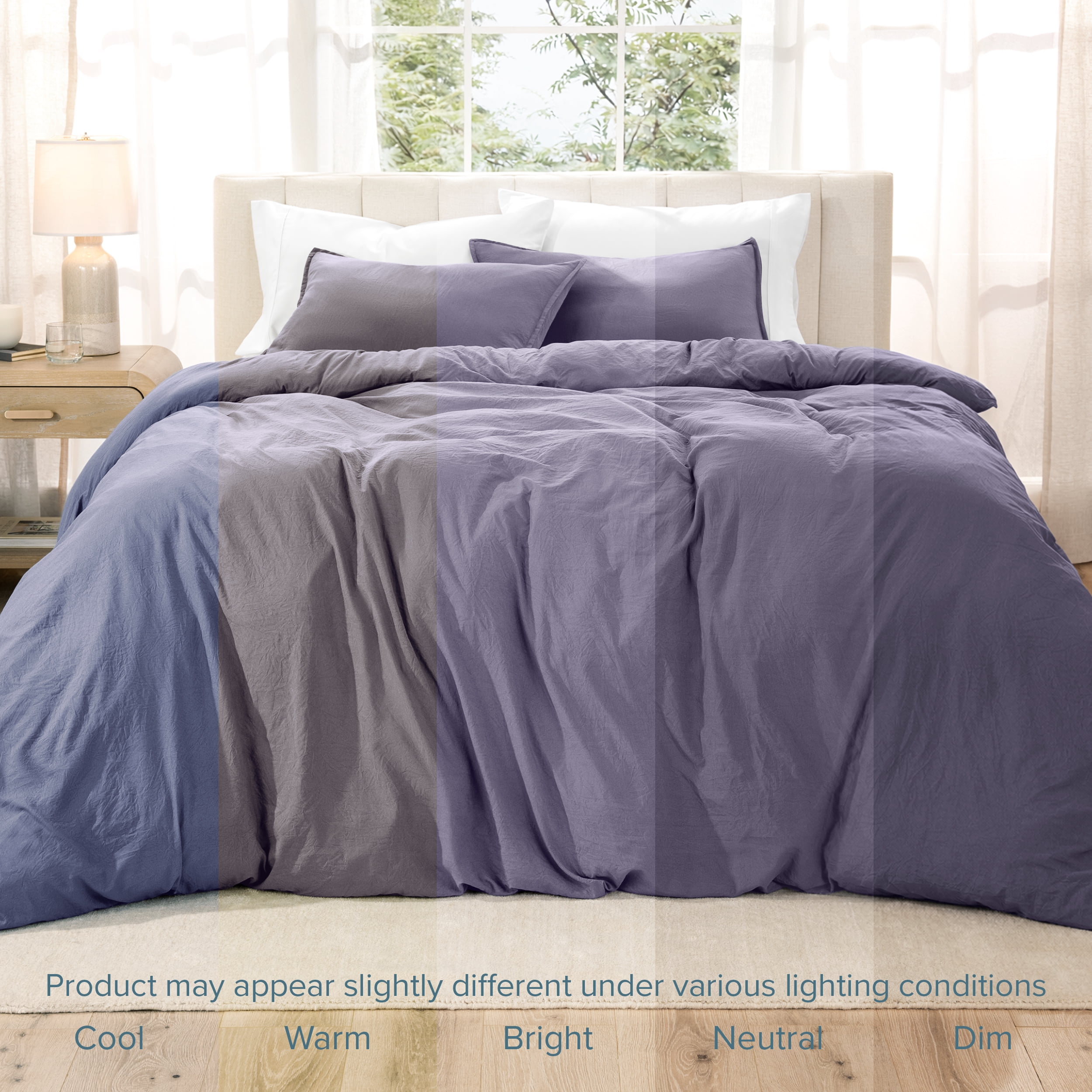 Bare Home Washed Duvet Cover Set - Ultra-Soft - Premium 1800 Collection - 3 Piece - Oversized King, Dusty Purple