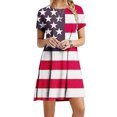 thumbnail image 2 of OAVQHLG3B American flagSummer Dress for Women 4th of July Outfits for Women Summer Casual Boho Crewneck Short Sleeve Round-Neckl Print Beach Mini Dress, 2 of 5