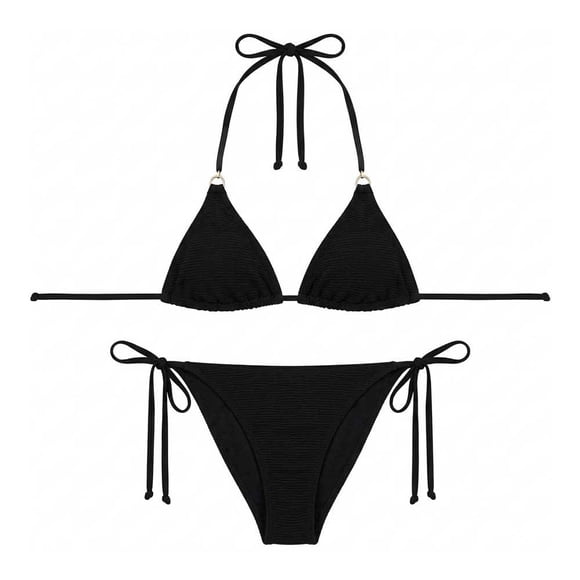 Bikini Ocean Pacific para Mujer Tirantes Negro Talla EG 2 Piezas