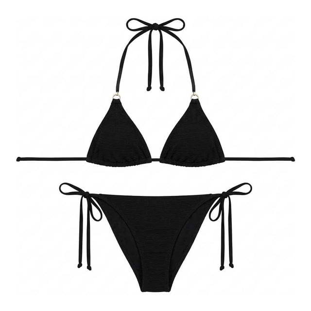 Bikini Ocean Pacific para Mujer Tirantes Negro Talla G 2 Piezas