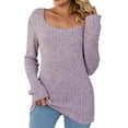 thumbnail image 2 of Pntutb Blusa regular sólida de manga larga con cuello cuadrado sexy de invierno para mujer Pntutb Pntutb-587, 2 of 5