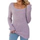 thumbnail image 2 of Puntoco Blusa regular sólida de manga larga con cuello cuadrado sexy de invierno para mujer Puntoco Puntoco-591, 2 of 5