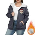 thumbnail image 5 of Feancey Plus Size Zip Up Hoodies for Women Christmas Sweatshirt Jackets Winter Sherpa Lined Hooded Jacket Cute Santa Claus Print Sweatshirts Gray L, 5 of 5