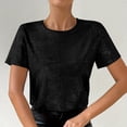 thumbnail image 5 of Womens Short Sleeve Dressy Tops Summer Trendy Casual Shiny Velvet T Shirt Crew Neck Casual Tunic Tees (S, Black), 5 of 8