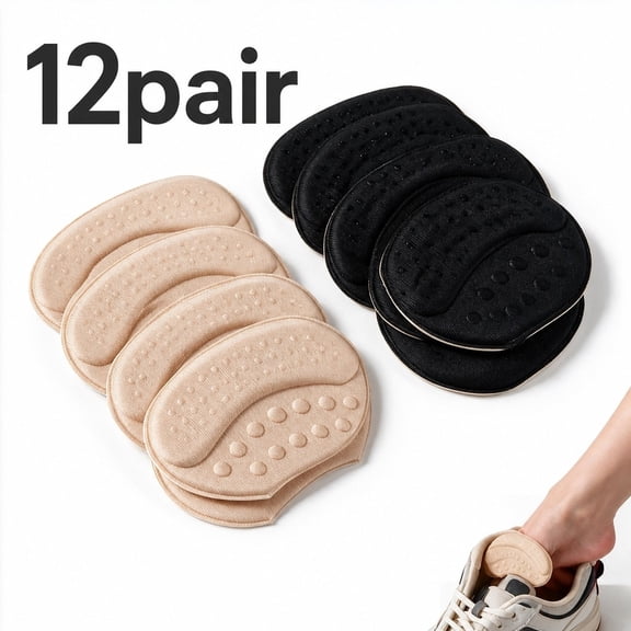 12 Pair Heel Grips Inserts, Thick Heel Cushion Pads Anti-Slip Back of Heel Patches for Loose Shoes Blisters Prevention Shoe Filler