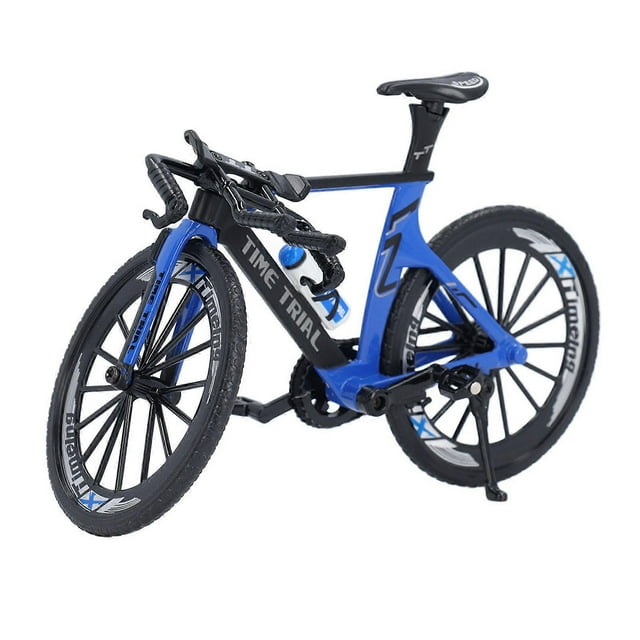 Racing Bike Model Dual Handlebar Sliding Steering Alloy Finger Racing Bicycle Metal Bike Model Collections Decoration for Kids Black Blue