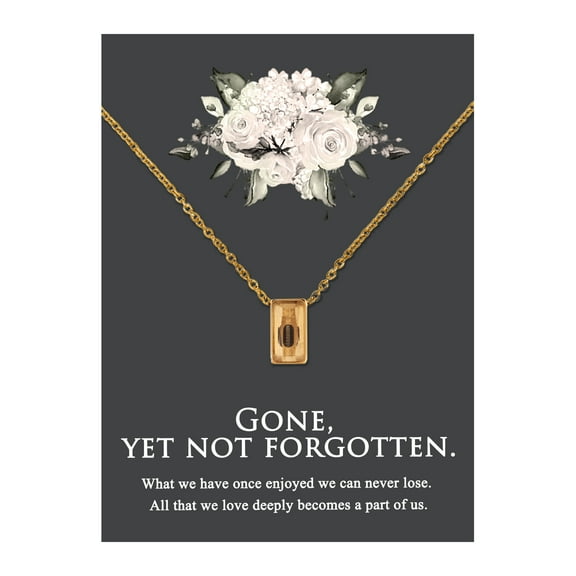 Anavia Mini Cube Cremation Jewelry Stainless Steel Keepsake Memorial Urn Necklace for Human with"Gone, yet not forgotten" Comfort Card-[Gold]