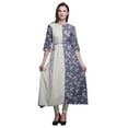 thumbnail image 1 of Bimba Purple Artistic Floral Printed Womenâ€™s Designer Long Kurti Anarkali Kurta Tunic Blouse 3X-LARGE, 1 of 1