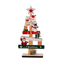 Christmas Table Centerpiece Wooden Christmas Ornament with Snowman Santa Claus and Xmas Tree, Colorful Sign Table Decorations for Holiday Party Tabletop Mantel Decor