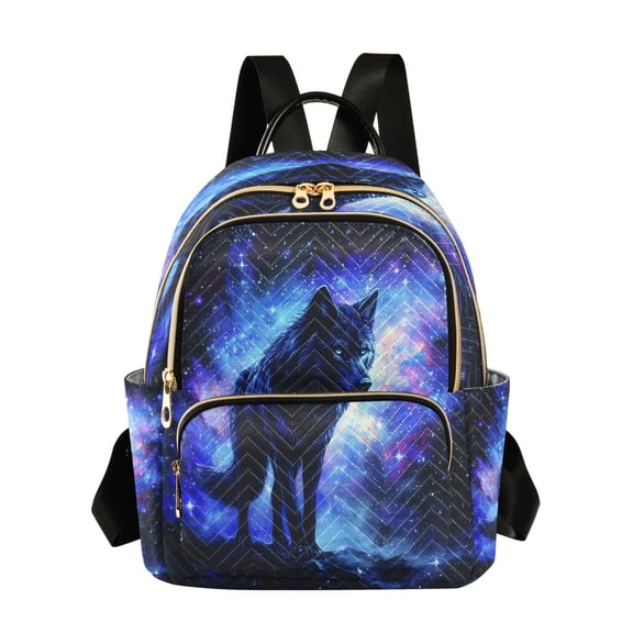 ALAZA Wolf Starry Night Womens Travel Laptop Backpack Large Daypack Ladies Shoulder Bags S