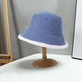 thumbnail image 4 of Tnobhg Women Autumn Winter Reversible Fisherman Hat Solid Color Letter D Logo Corduroy Basin Hat Warm Imitation Lambswool Bucket Hat, 4 of 8