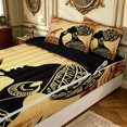 thumbnail image 3 of Erosebridal Gold Tribal Woman Zipper Twin Comforter Sets with Fitted Sheet and 2 Pillowcases for Women Girls, Bohemian Giraffe Print Zipper Bedding Set, Black Reversible, 4pcs, 3 of 7