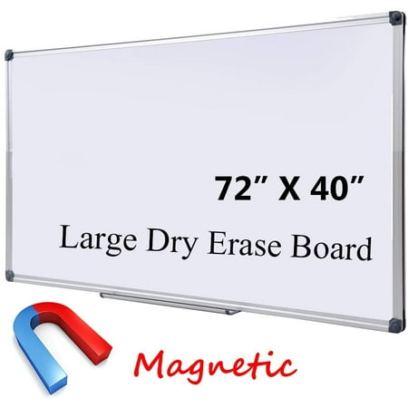 Large 72 x 40-in Magnetic Dry Erase Board with Pen Tray| Wall-Mounted Aluminum Whiteboard Message Presentation Memo White Board for Office Home and School (72" x 40")