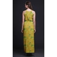 thumbnail image 2 of Bimba Leaves Ladies Crew Neck Waist String Print Maxi Dress with Side Slits Summer Wear-Large, 2 of 6