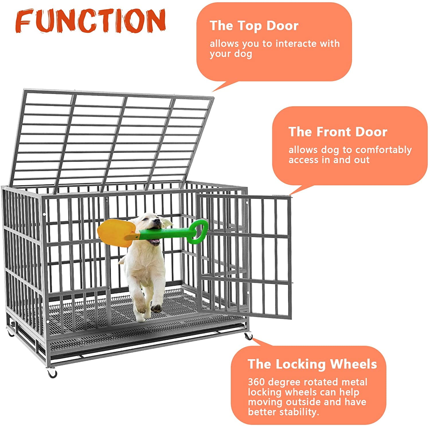 Vitesse Heavy Duty Indestructible high Anxiety  Dog Crate cage for Outdoor and Indoor with Removable Tray