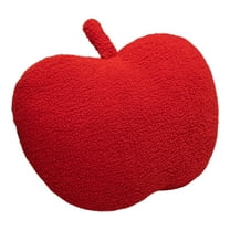  Fruit Shaped Pillows Apple Shaped Throw Pillow, Soft Velvet Plush Fun Home Decor of Fruit Themed Shaped Cushions, Decorative Shaped Pillow for Couch Bed, Red, 17.7 x13.7 inches