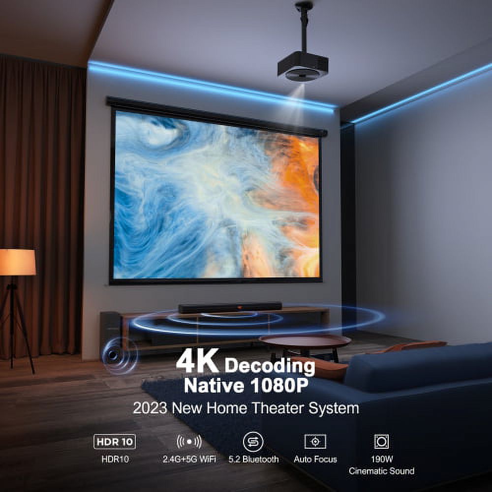 Smart 4K Projector with Android TV, Native 1080P Home Movie LCD Projector, with JBL Speaker, Support NFC/Wifi 6, Auto Focus/Keystone Correction, Outdoor Projector with Netflix 7000+ Apps - image 4 of 4