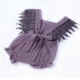 thumbnail image 5 of Baby Girl Cotton Linen Romper Lace Sleeveless Ruffle Bowknot Jumpsuit, 5 of 5