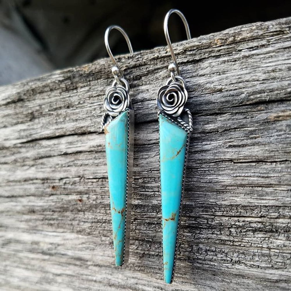 Details about   Vintage Southwestern Sterling Silver Turquoise Dangle Earrings Pierced 