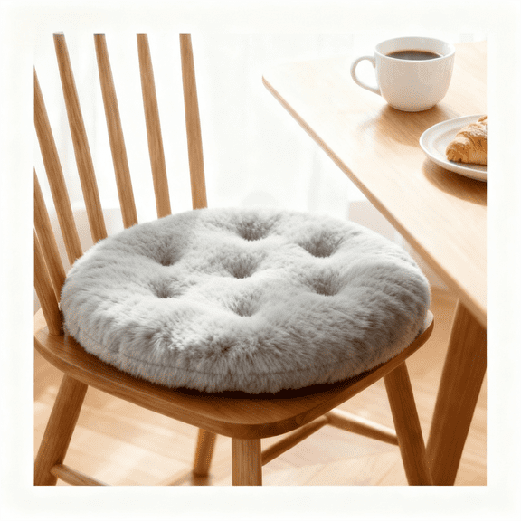 Soft Round Sheepskin Chair Pad for Bedroom Windowsill Stool Enhanced Comfort