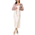 thumbnail image 2 of INSPIRE CHIC Women's Faux Fur Bolero Shrug Crop Jacket Evening Bow Tie Front Fluffy Coat L Dusty Pink, 2 of 6